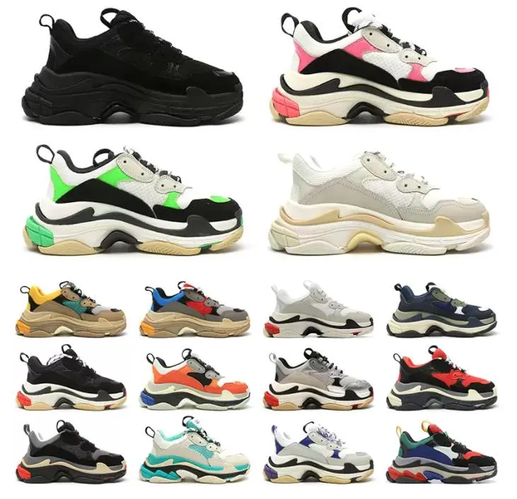 2022 Casual Chaussures Nouveaux Hommes Femmes Papa Plate-forme Triple S Sneaker Effacer Bubble Bottom Hommes Baskets Noir Rouge Vieux Grand-père Entraîneur Sports Chaussures De Plein Air