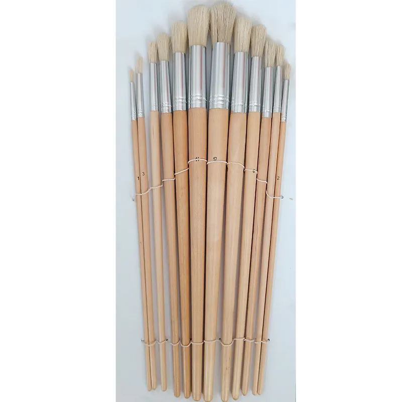 Professional Artist Paint Brush Set van 12 met opslagcase omvat ronde en platte kunstborstels met varkensponyand