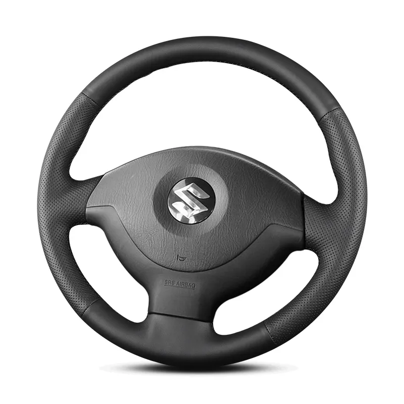 Hand Sewn Black Leather Leather Steering Wheel Replacement For Suzuki