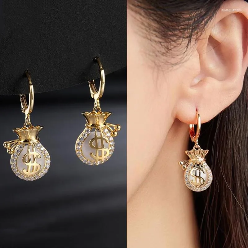 Kolczyki Dangle Gold Money Bag wisiorek 2022 Znakomita moda Panie Osobowość Koreańska biżuteria Prezenty