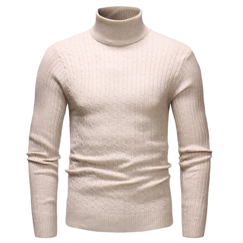 سترات رجال سترات بارو Musim Gugur Untuk Pria Kasual Warna Solid Turtleneck Rajutan Pullover Jacquard Lembut Hangat Merek 220830