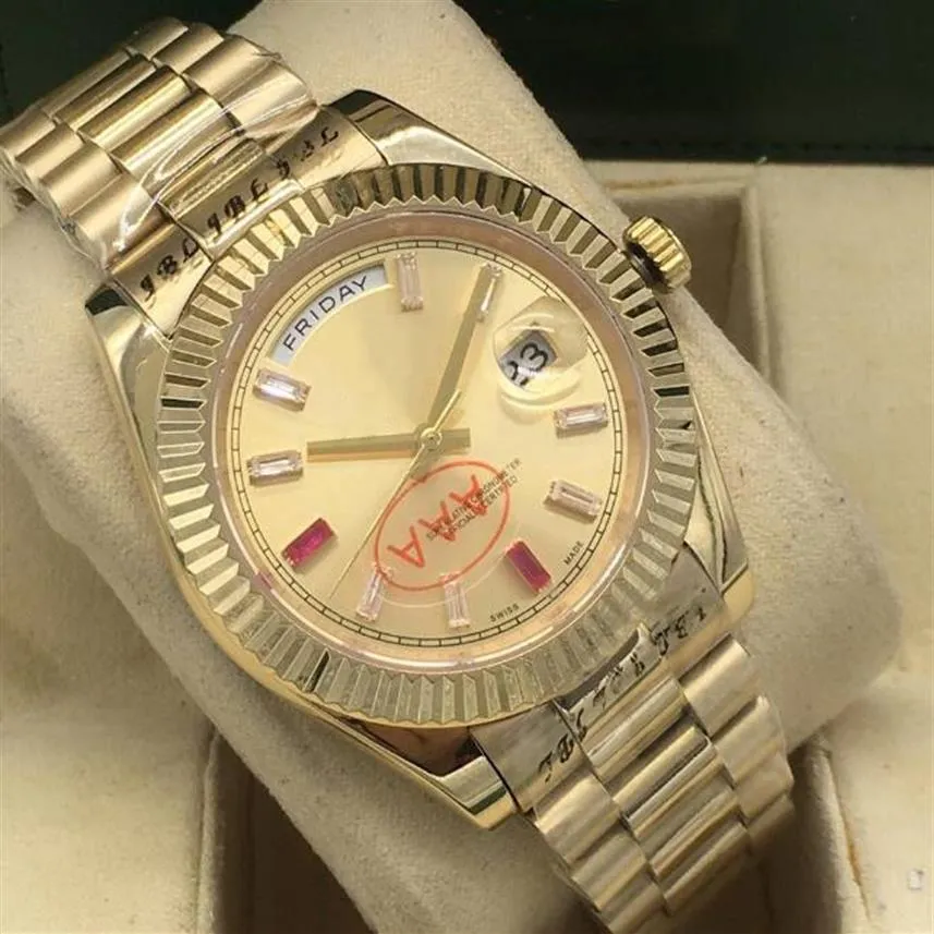 Wristwatch الفاخرة الميكانيكية التلقائية 18K الذهب الفولاذ المقاوم للصدأ 41 ملم الماس روبي 218235 آسيا 2813 حركة الرجال 226L