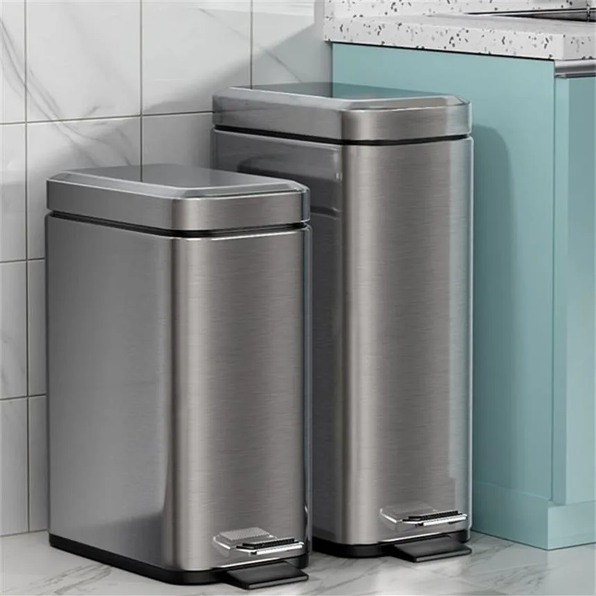 Joybos 스테인리스 스틸 스텝 쓰레기통은 주방 및 욕실 침묵의 집 방수 폐기물을위한 쓰레기통 캔