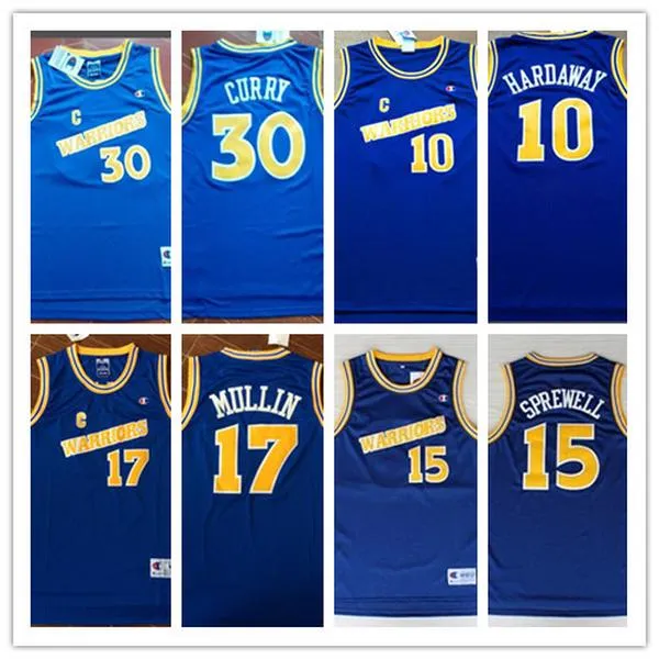 #17 Chris Mullin #15 Latrell Sprewell 10 Tim Hardaway Retro Basketball University indossa una maglia S-2xl cucita di alta qualità