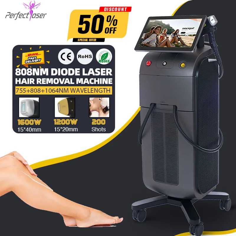 2023 Machine d'épilation au laser à diode alexandrite de grande puissance 3 longueurs d'onde 755 1064 808nm dispositif d'épilation du visage pour jambe bikini homme du visage