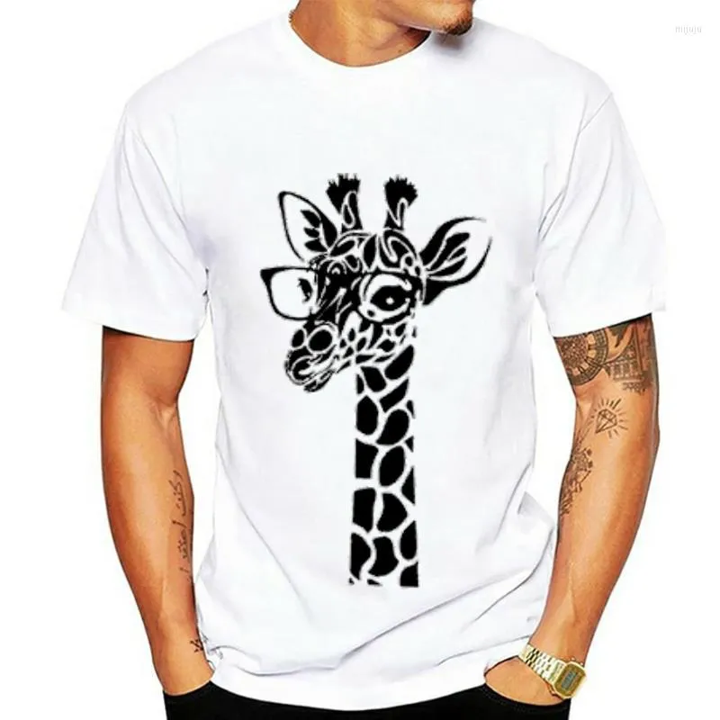 Мужские футболки для женской футболки JCGO Summer Cotton Cotton с коротким рукавом плюс размер S-5XL милый жираф с принтом o Neck Omear Basic Teas Tees Tops