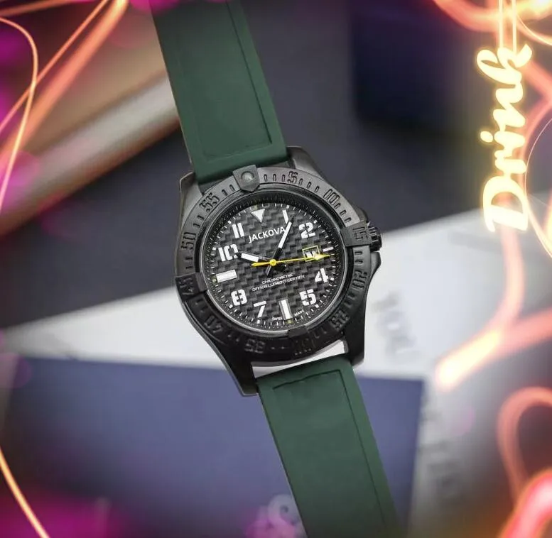 Top Model Mens Jajpan Quartz Movements 43mm Black Blue Green Redber Rubber Belt Lughion Pro Chronograph Watch Relogio Masculino