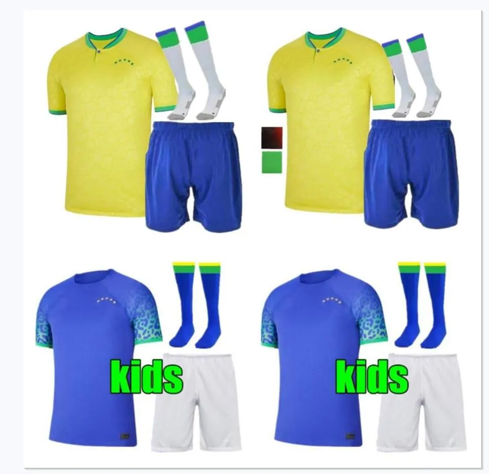 KIT para crian￧as adultas 2022 2023 Jersey de futebol Camiseta de Futbol paqueta brasils neres coutinho camisa de futebol jesus marcelo pele casemiro brasil 22 23 maillots futebol