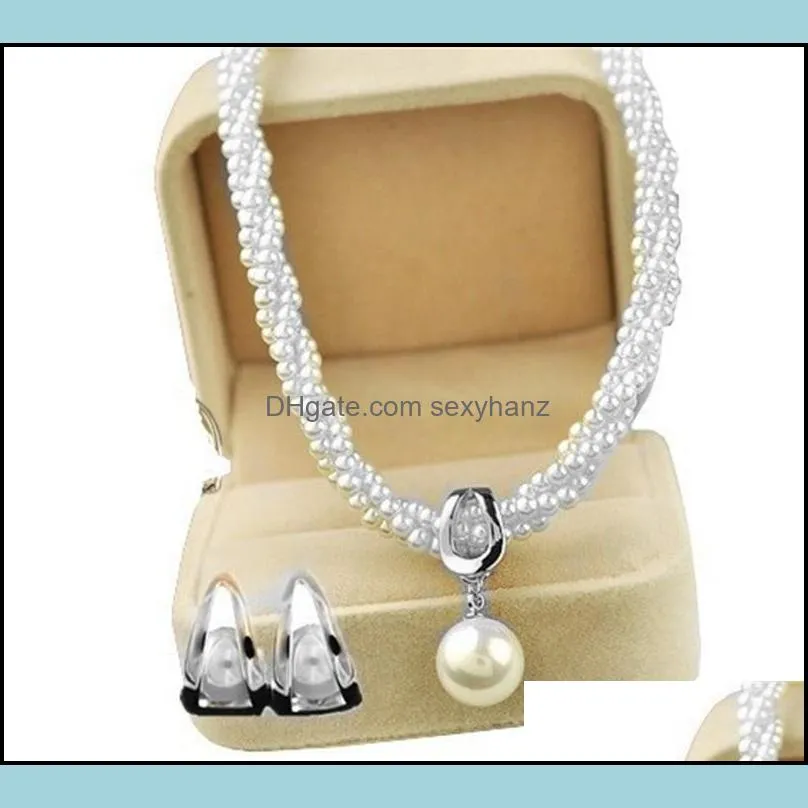Kolczyki Naszyjnik Piękny naszyjnik i kolczyki złota ręcznie robiona skręcona kremowa perłowa damska biżuteria