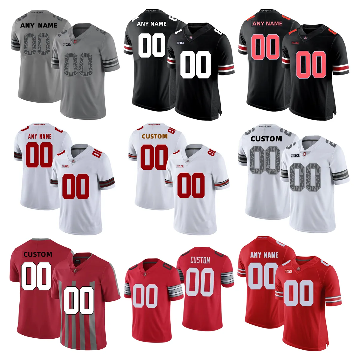 Custom NCAA College Ohio State Buckeyes Football Jerseys Braxton Miller Justin Fields Chase Young Chris Olave Cris Carter J.K Dobbins Curtis Samuel Santonio Holmes