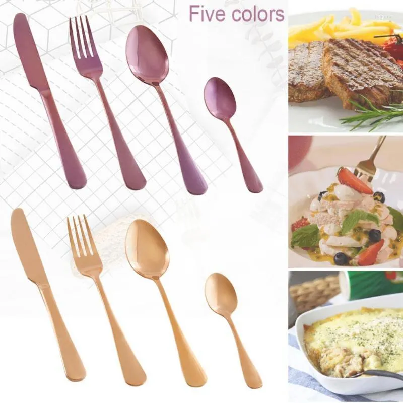 Flatware Sets Universal Thickened Simple Pure Color 430 Stainless Steel Tableware Knife Fork Spoon For Kitchen Dinnerware