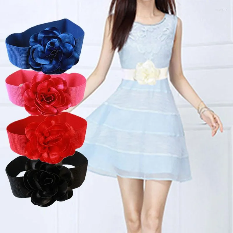 Pasy Big Ribbon Bow Band Belt szerokie talia Wysoka Elastyczna Paliw Ożywce Kwiatowe Cummerbunds Sashes Sea Sweet