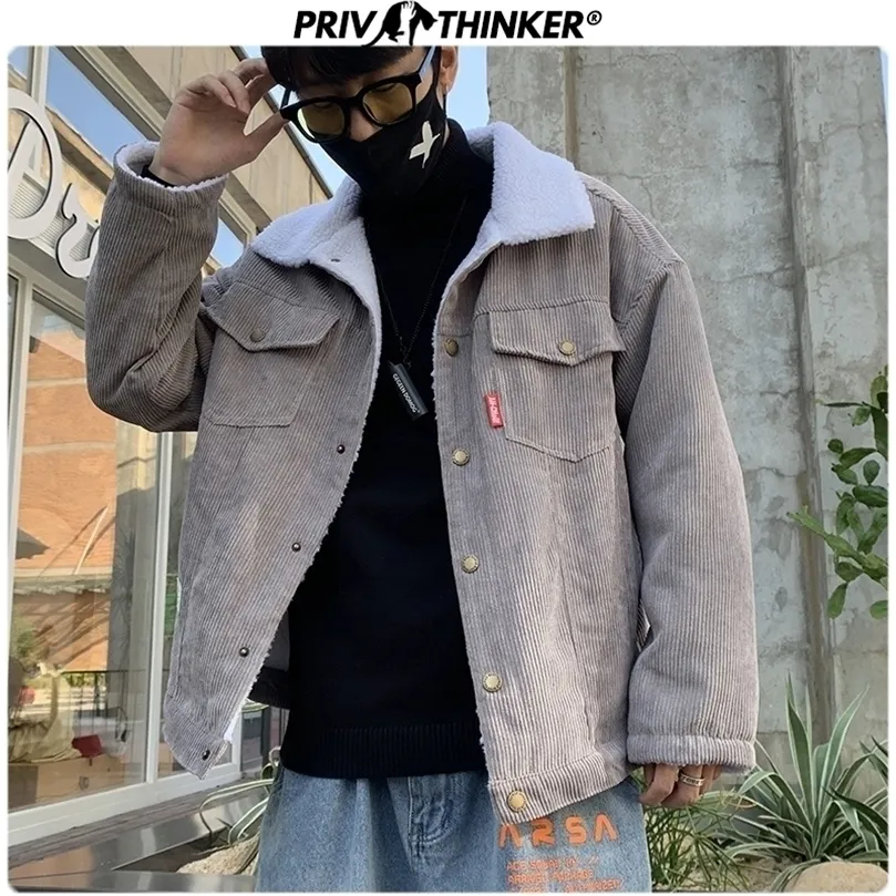 Privathinker hommes automne hiver épaissir chaud velours côtelé vestes hommes vêtements d'extérieur Hip Hop manteau mâle adolescent décontracté veste colorée 220830