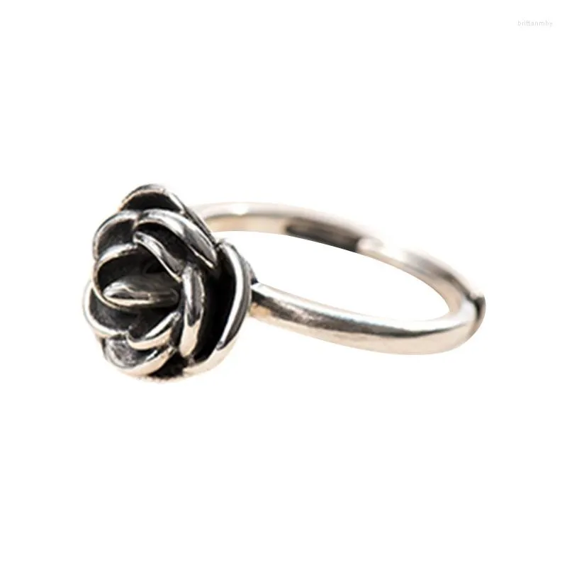 Pierścionki ślubne Proste regulowane otwartą pierścień kwiat róży anty Wilk Self dla ochrony