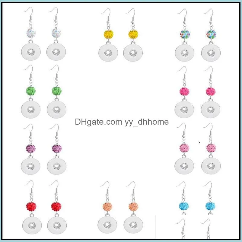 Dangle Chandelier Noosa Rhinestone Drop Earring Fit 18Mm Snap Button 10 Colors Pendant Earrings Charms Gift Accessories Delivery 202 Dh9Sw
