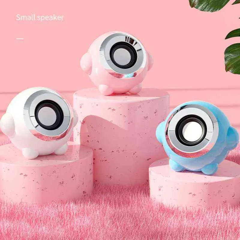 Portable Speakers Computer Speakers Desktop Home Wired Notebook Small Sound Pink Cute Active Multimedia Impact A Pair of USB Subwoofer Game T220831