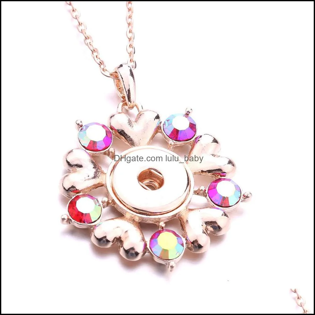 Подвесные ожерелья noosa Snap Button Button Collece Collece Rose Gold Heart