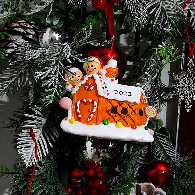 2022 DIY Décorations De Noël Ornements Inscriptible Père Noël Pendentif Résine Maison Fête À L'extérieur Cadeaux Pour Famille Amis Par Air A12