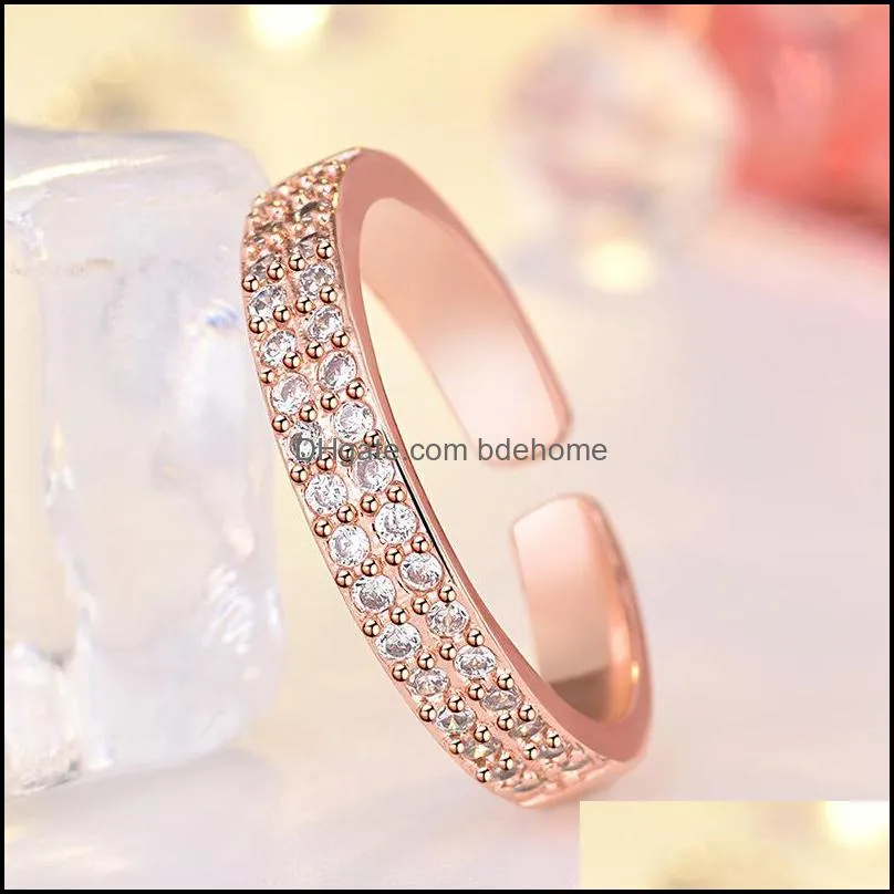 Wedding Rings Wedding Rings Delicate Fashion Crystal For Women Simple Type Opening Adjustable Elegant Modern Creative Party Jewelry G Dhexi