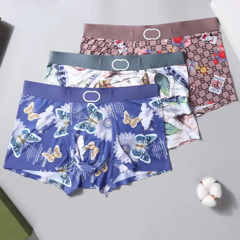 Mens underkläder designer underbyxor shorts pojkar is siden underkläder sommar män sömlös boxare ultravit löst andningsbar varumärkesboxare s 588