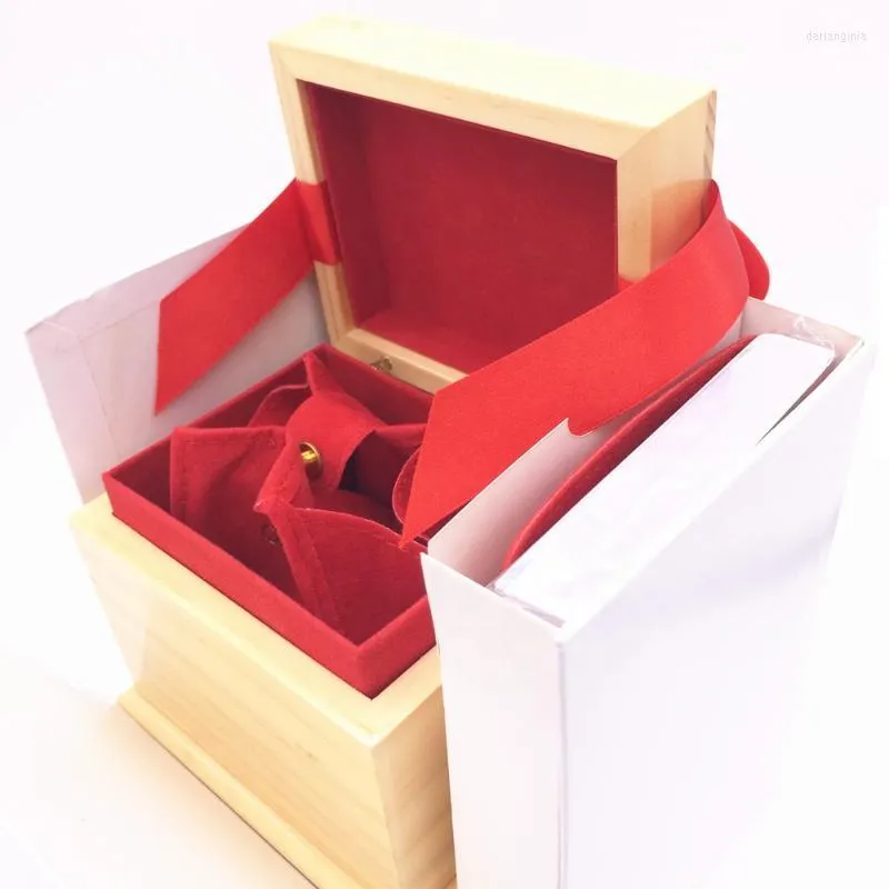 Boîtes de montre carrées, boîte rouge, livret, étiquettes de cartes et papiers en anglais, montres-bracelets originales intérieures et extérieures pour hommes