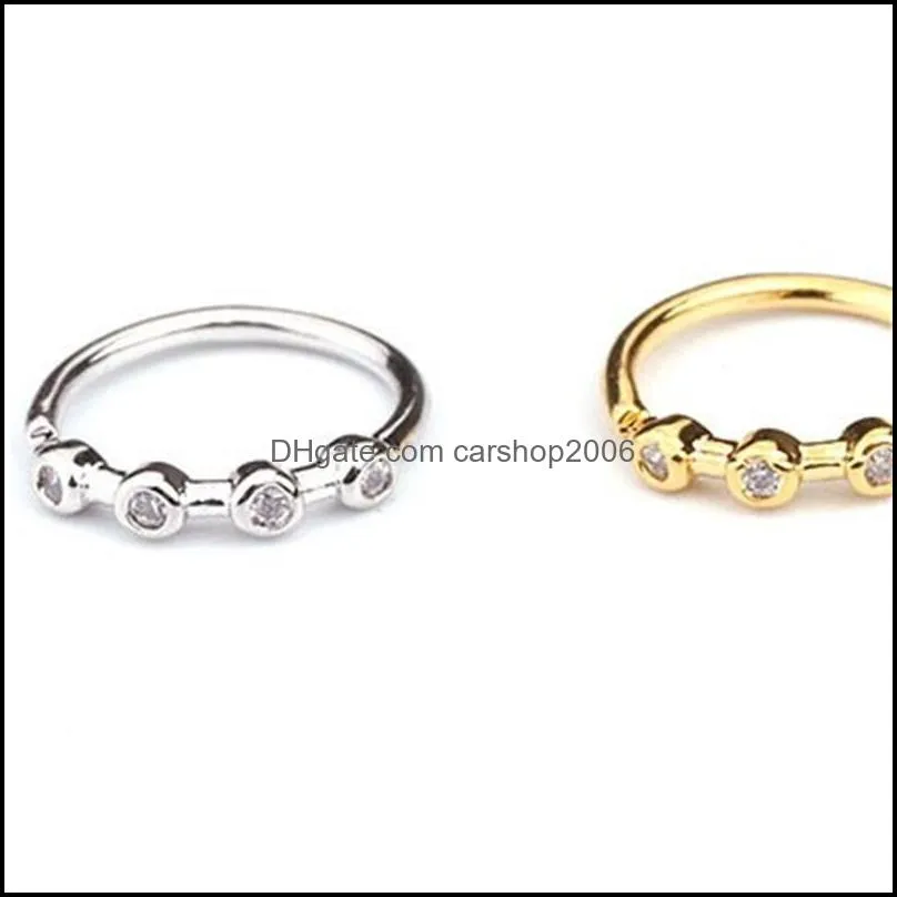 Nose Rings Studs Sier And Gold Color 20Gx8Mm Nose Piercing Jewelry Cz Hoop Nostril Ring Flower Helix Cartilage Tragus Earring 871 R2 Dhkeb