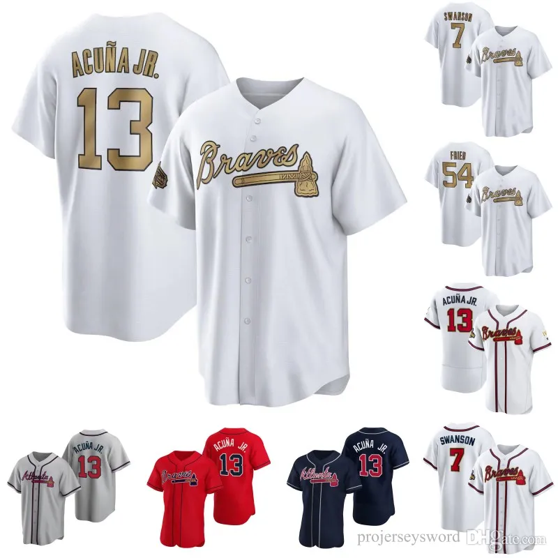 Atlanta 2022 All Star Braves Jersey 13 Ronald Acuna Jr. 7 Dansby