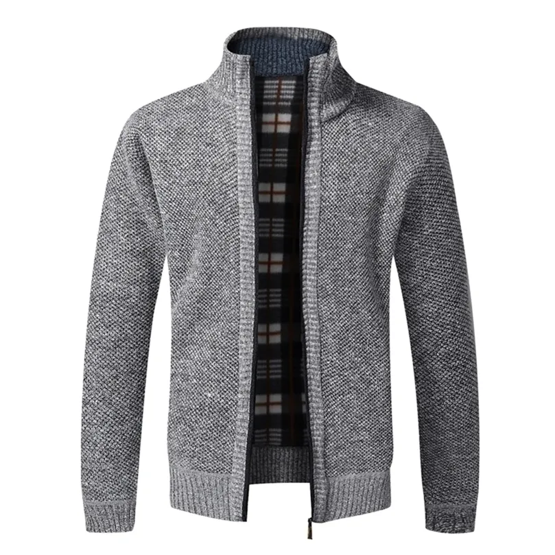 남성 재킷 최고 품질의 가을 겨울 남성 재킷 슬림 핏 스탠드 칼라 지퍼 재킷 남자 단단한면 두꺼운 따뜻한 스웨터 220830