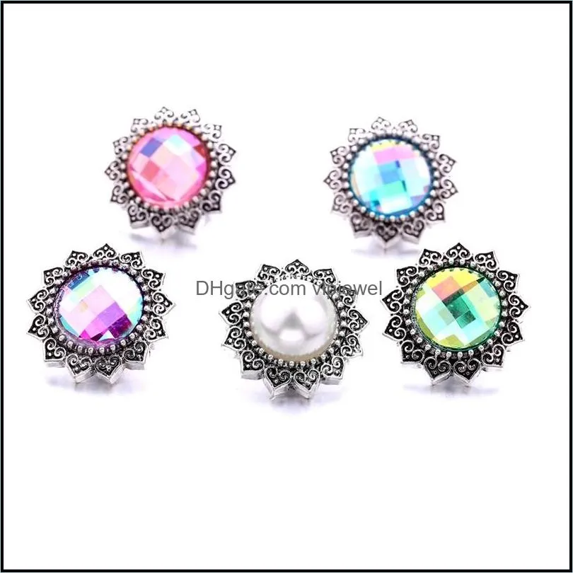 Charms simples retro acrílico snap botão encanta feminino jóias descobertas de 18 mm Botões de metal snaps jóias de bracelete diy wh dhseller2010 dhywl