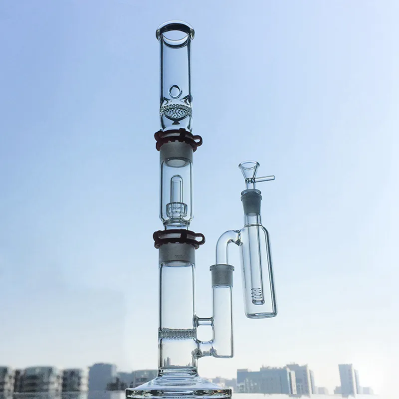 Big Build Glass Bong 19 pouces Hookahs Beecomb Disc Perc Ice Pinch Oil Dab Rigs Pipes à eau hautes à 3 chambres Pipe à fumer en verre Pyrex avec bol diffus de 18 mm