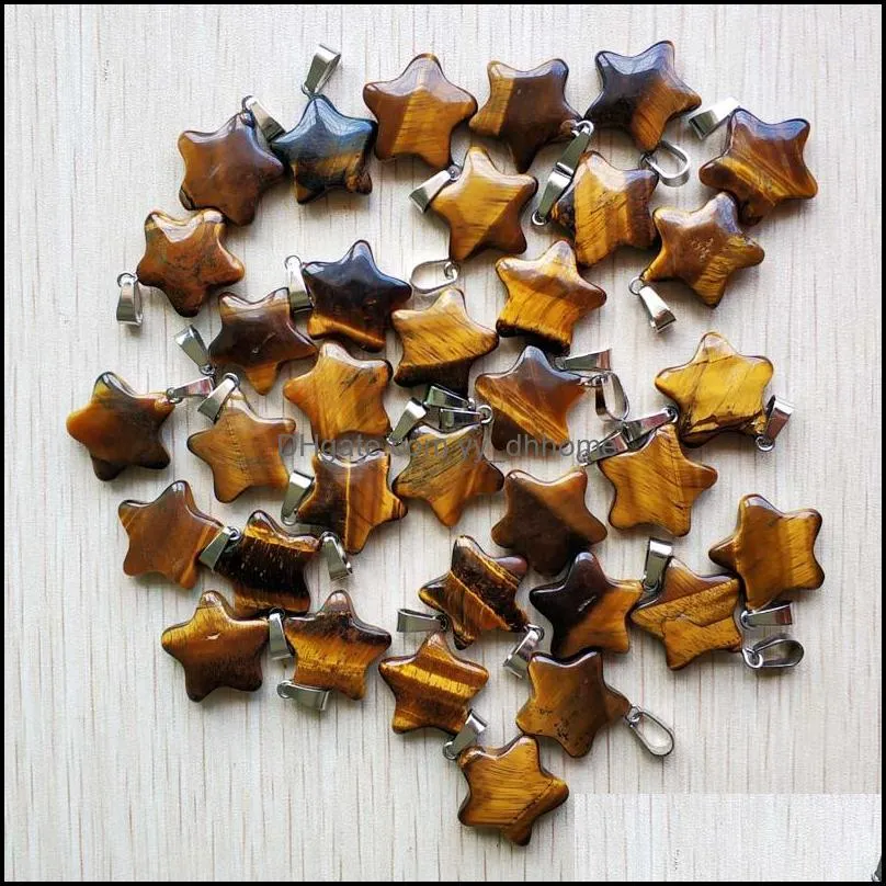 Charms Tigers Eye Five Point Star Shape Charms hängen för DIY -smycken som gör grossistdrop Leverans 2021 Fyndkomponenter DHSELL DHG3O