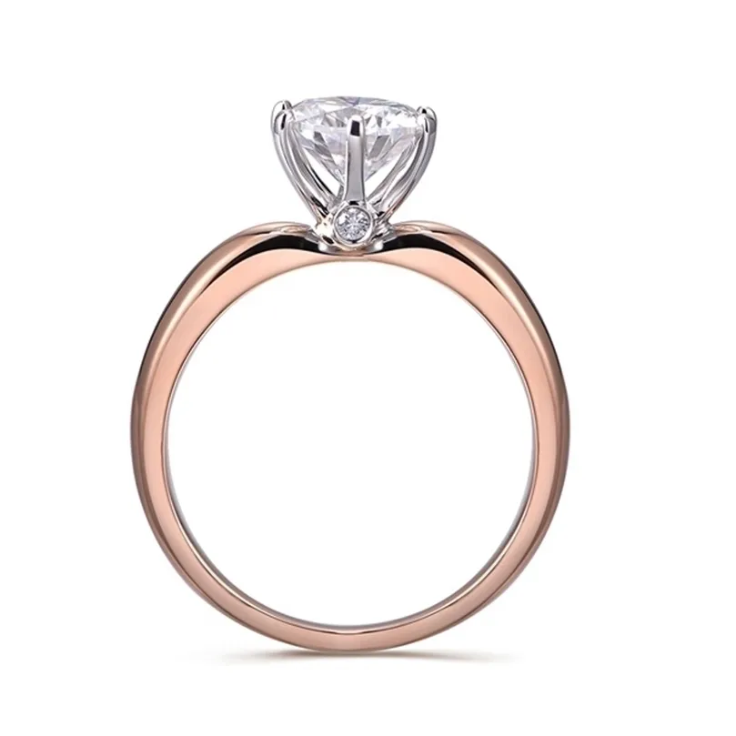 Solitário Anel Anéis de Casamento D Cor 10 quilates 65mm Corte Redondo Diamante Solitaire Anel de Noivado Sólido 14K Rosa Ouro Branco 220829