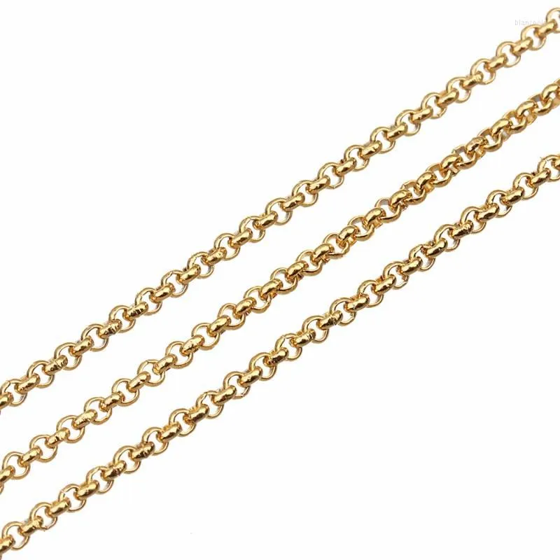 Chaînes 10yards / rouleau 2mm de diamètre couleur or ton acier inoxydable chaîne Rolo collier pour hommes femmes bijoux de mode personnalise