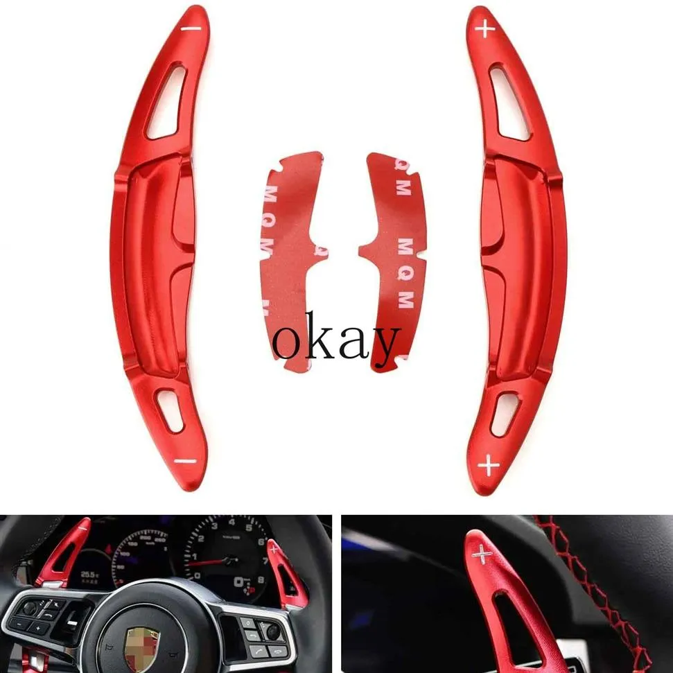 Red Aluminium Steering Paddle Paddle Extension Covering متوافق مع Porsche Cayenne Macan Panamera 911 Cayman Boxster 718199H