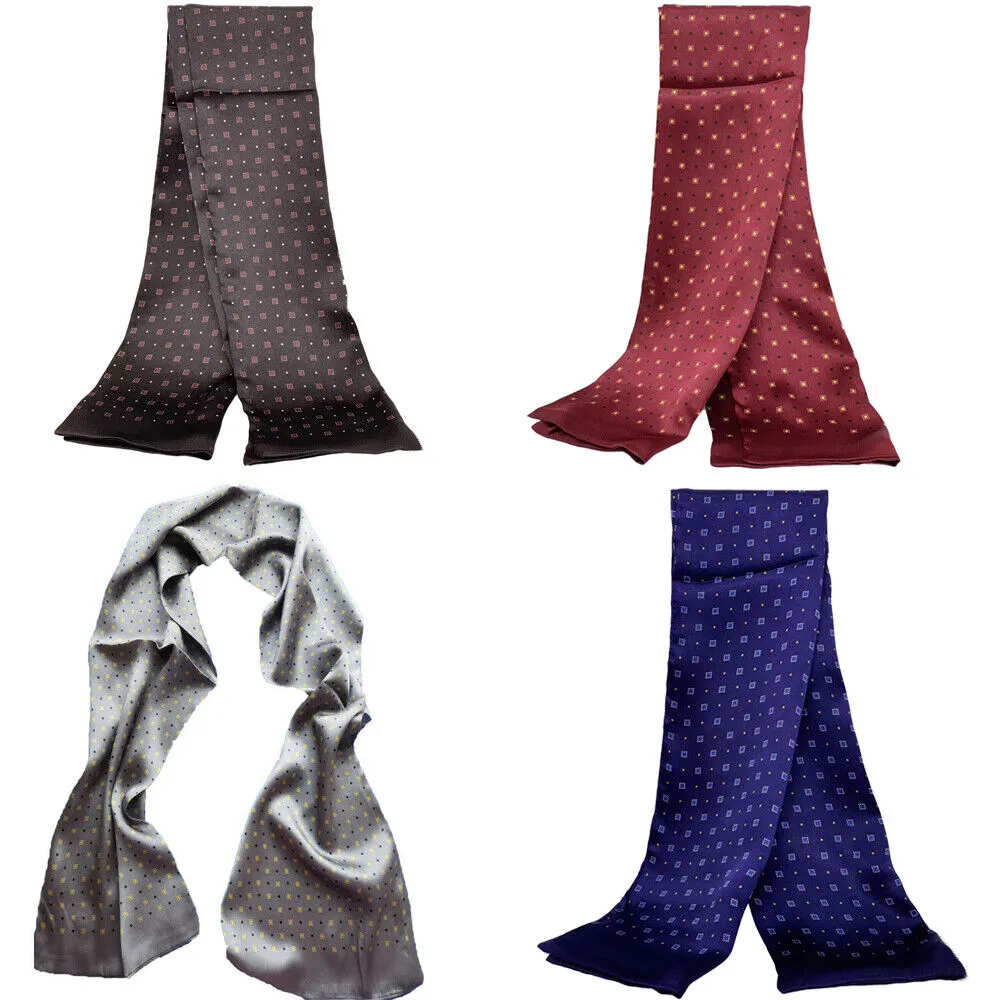 Hommes 100% foulard en soie Double couche Long foulard affaires cravate bleu rouge noir