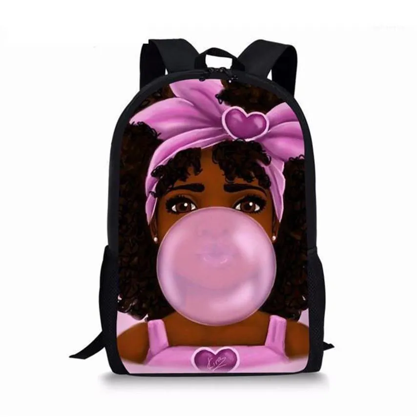 حقيبة ظهر African Kid School for Kids Art Black Girls Cute Printed Students Polyester Bag Bage Boys251f