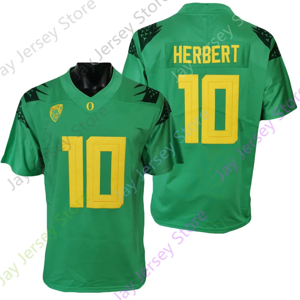 Oregon Ducks voetbalshirt Ncaa College Justin Herbert maat S-3xl All Ed jeugd heren wit groen zwart