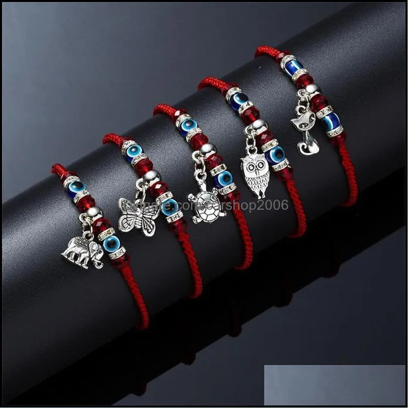 Bracelets de charme Lucky Red String Bracelet Blue Turkish Ear Ey Eye Charm Bracelets For Mulheres homens Mades de Jóias de Amizade Madeiradas C3 Dr Dhpf7