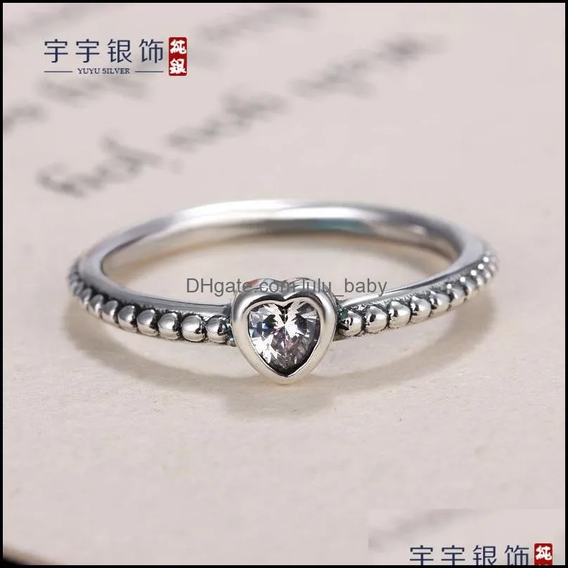 밴드 반지 925 Sier Heart Ring Fit 판도라 Cz 기념일 쥬얼리 여성용 크리스마스 선물 드롭 배달 2021 Lulubaby Dhbux