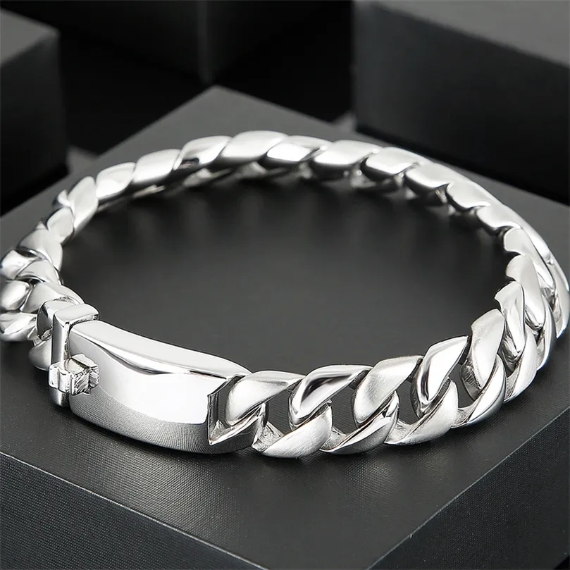 Brangle Brossed 316L Bracelet pour hommes en acier inoxydable Bracelet Man 12 mm Chaîne de liaison Bracelets à la main 679 "Accessoires de bijoux 220831