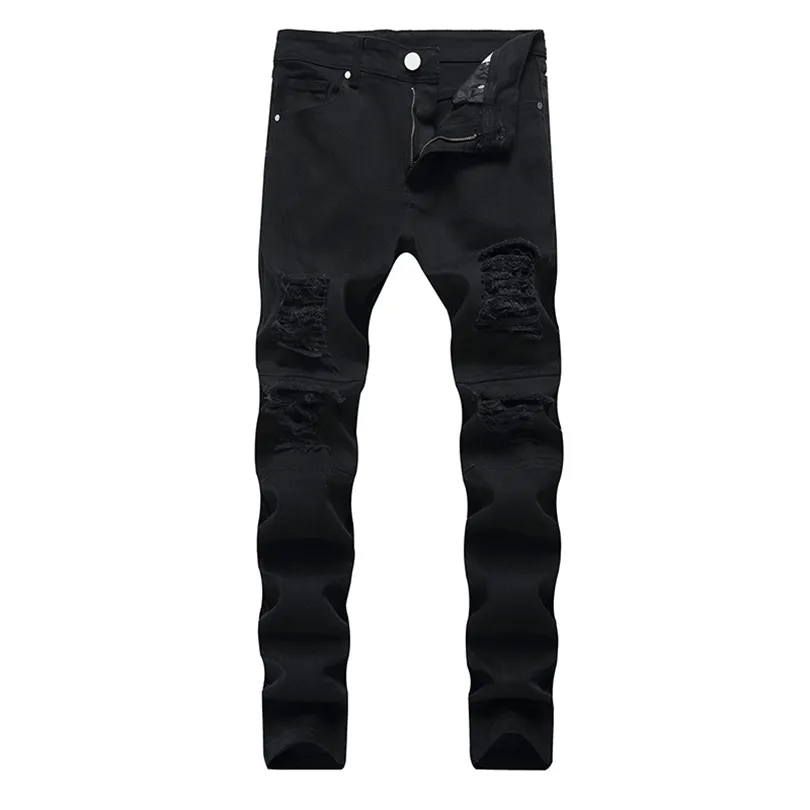 Mens Jeans Frayed Men Jeans Trendy microelastic Small Straight Young Fashion Trousers Four Season For Male Large Size 220831