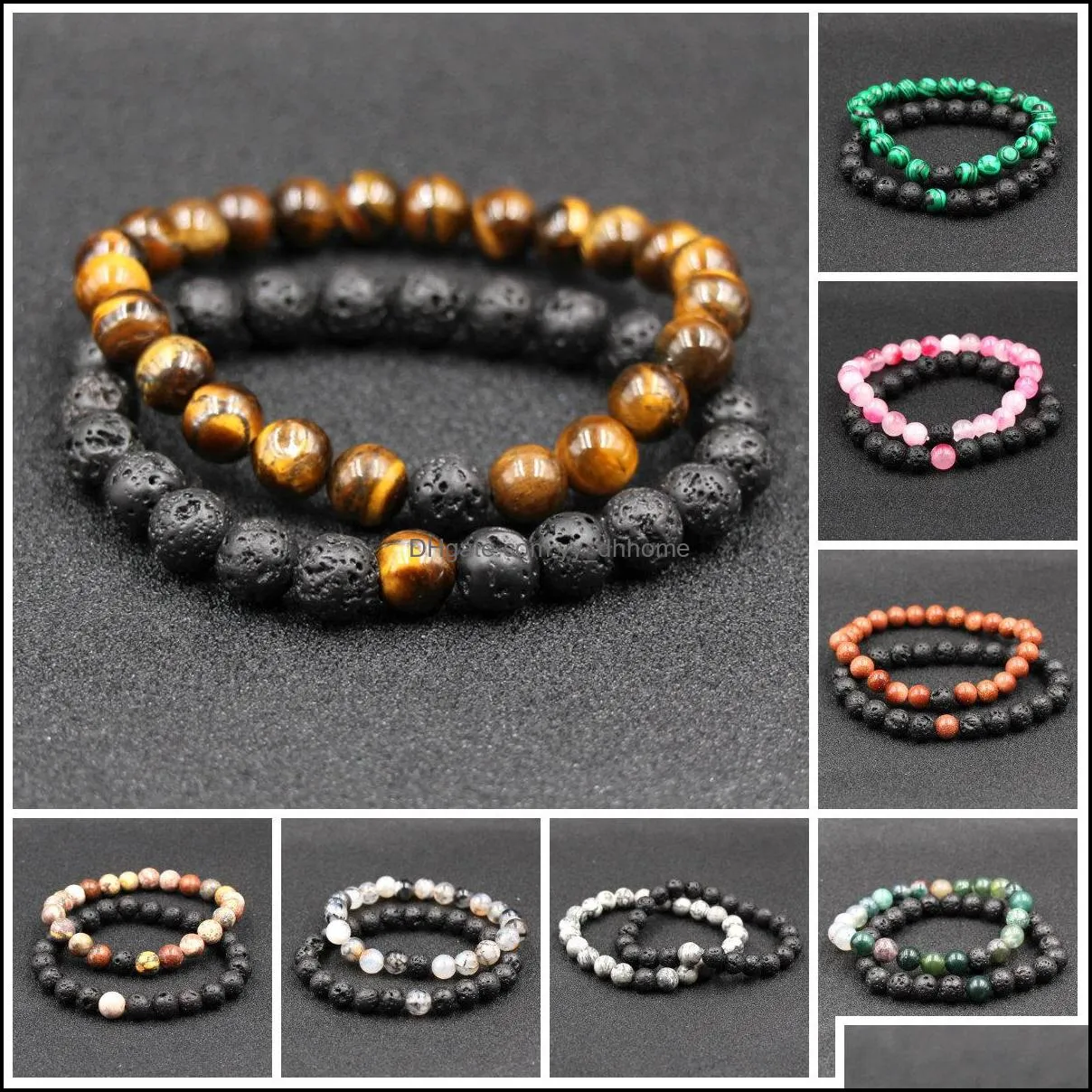 Urok bransolety lawowe kamień naturalny Bracelets Brest Friend 2pcs/Set Classic Pary Dystans Charm Miłośnicy para koralika b yydhhome dhyiw