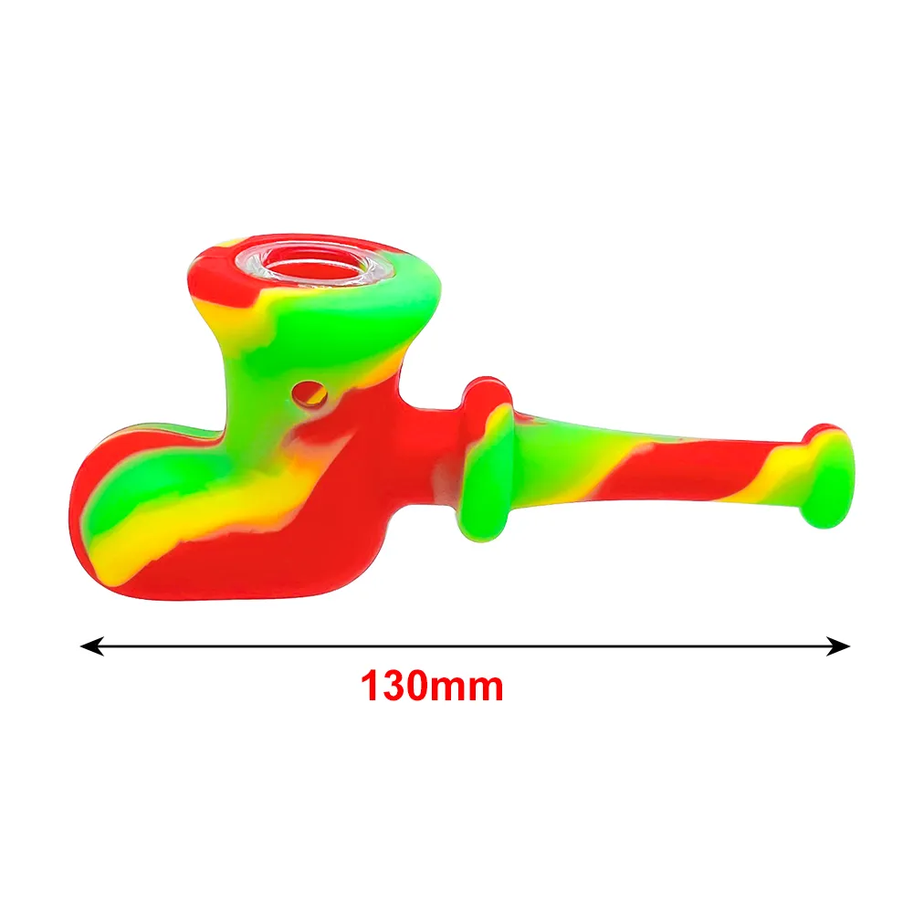 Pipa da fumo in silicone con ciotola in vetro Pipa da tabacco, bong ad acqua, dab rig, accessorio per fumo per il commercio all'ingrosso