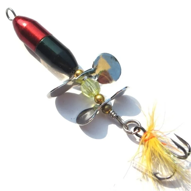 Ganchos de pesca 1 pcs girando girador lantejoulas isca 10g7cm wobbler isca com equipamento de penas para baixo truta poleiro pike 220830