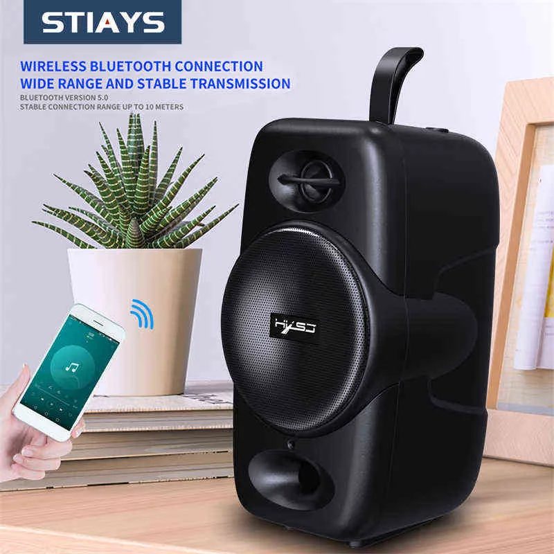 Portabla högtalare Stiays TWS Portable Bluetooth 5.0 Speaker Wireless Bass Column Music Vibro Speakers Subwoofer TF Card Aux Subwoofer Högtalare T220831