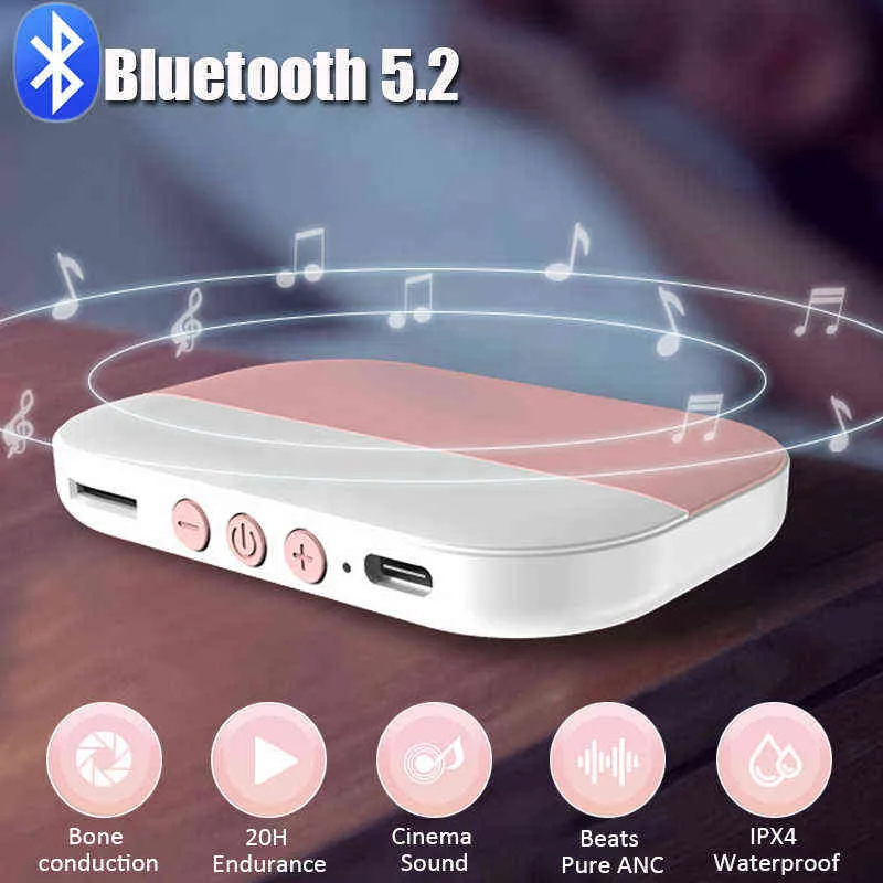 Portabla högtalare Portable Bluetooth5.2 Högtalare Trådlös Bone Conduct Music Box Mini Stereo Player Under Pillow Improv Sleep Support TF Card T220831