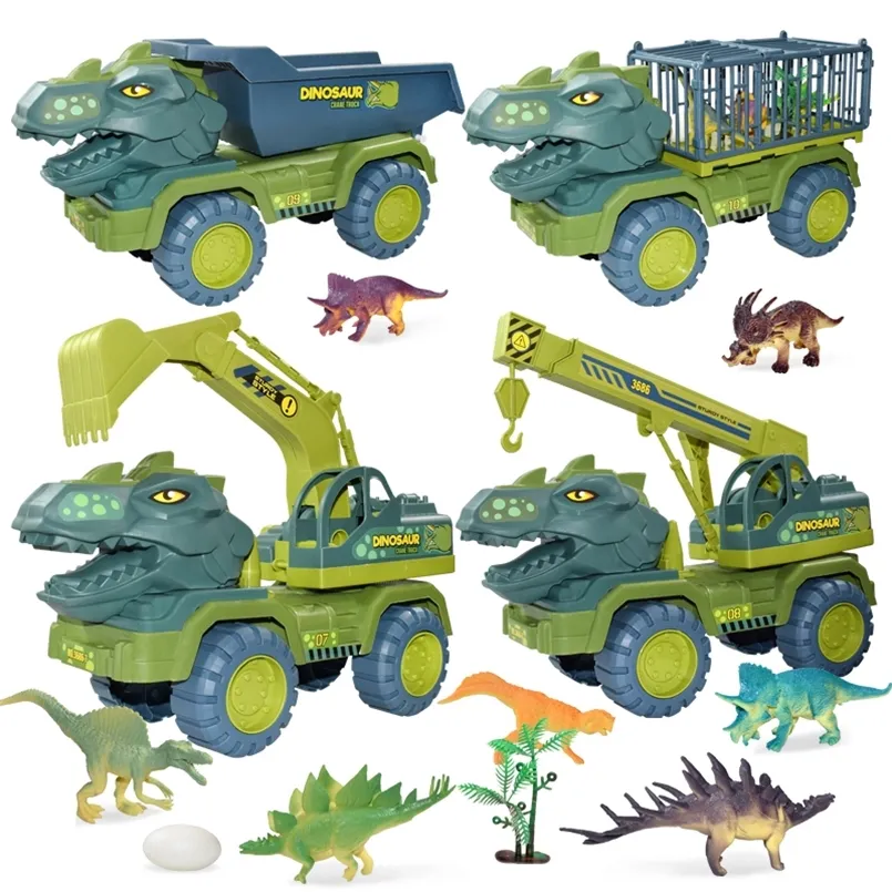 Diecast Model Car Kids Dinosaur Transport Toy Негабаритная инерционная Rier Truck Truck Apant с подарком для Kids Boy 220830