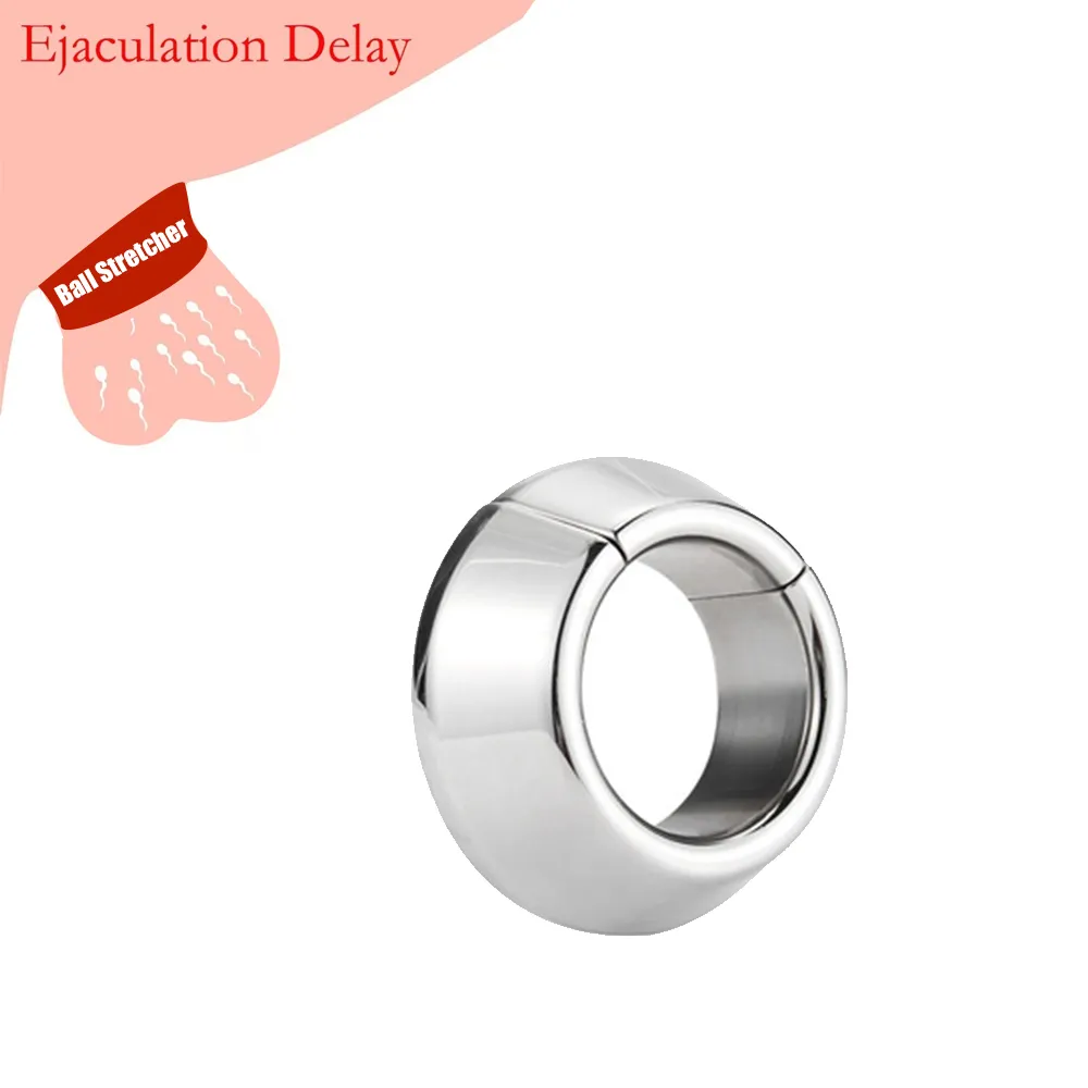 Beauty Items outdoor Fit Weight Metal Ball Stretcher Stainless Steel Scrotum Pendants Penis Ring Lock Delay Ejaculation BDSM sexy Toy for Men