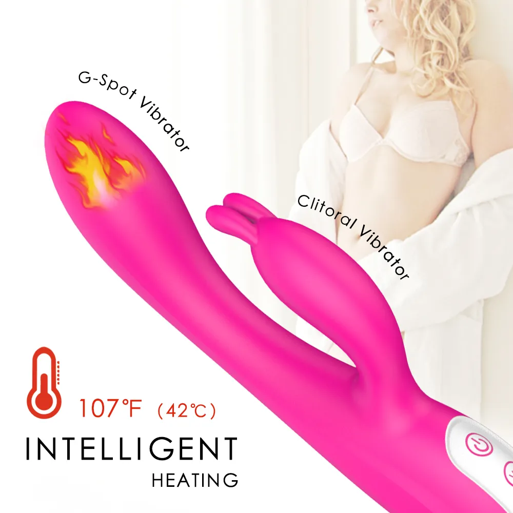 Articoli di bellezza Vibratore del dildo per le donne Riscaldamento Potente stimolatore del punto G del clitoride del coniglio Prodotto per coppie di giocattoli sexy per adulti