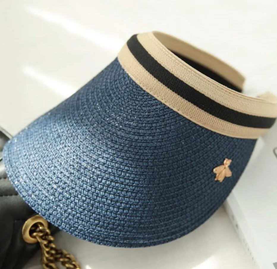 Chapéu de verão 2021 com padrão de abelha Viseiras femininas Casquettes Bonés de designer de luxo Chapéus de praia Top gorro 5 cores opcionais188D